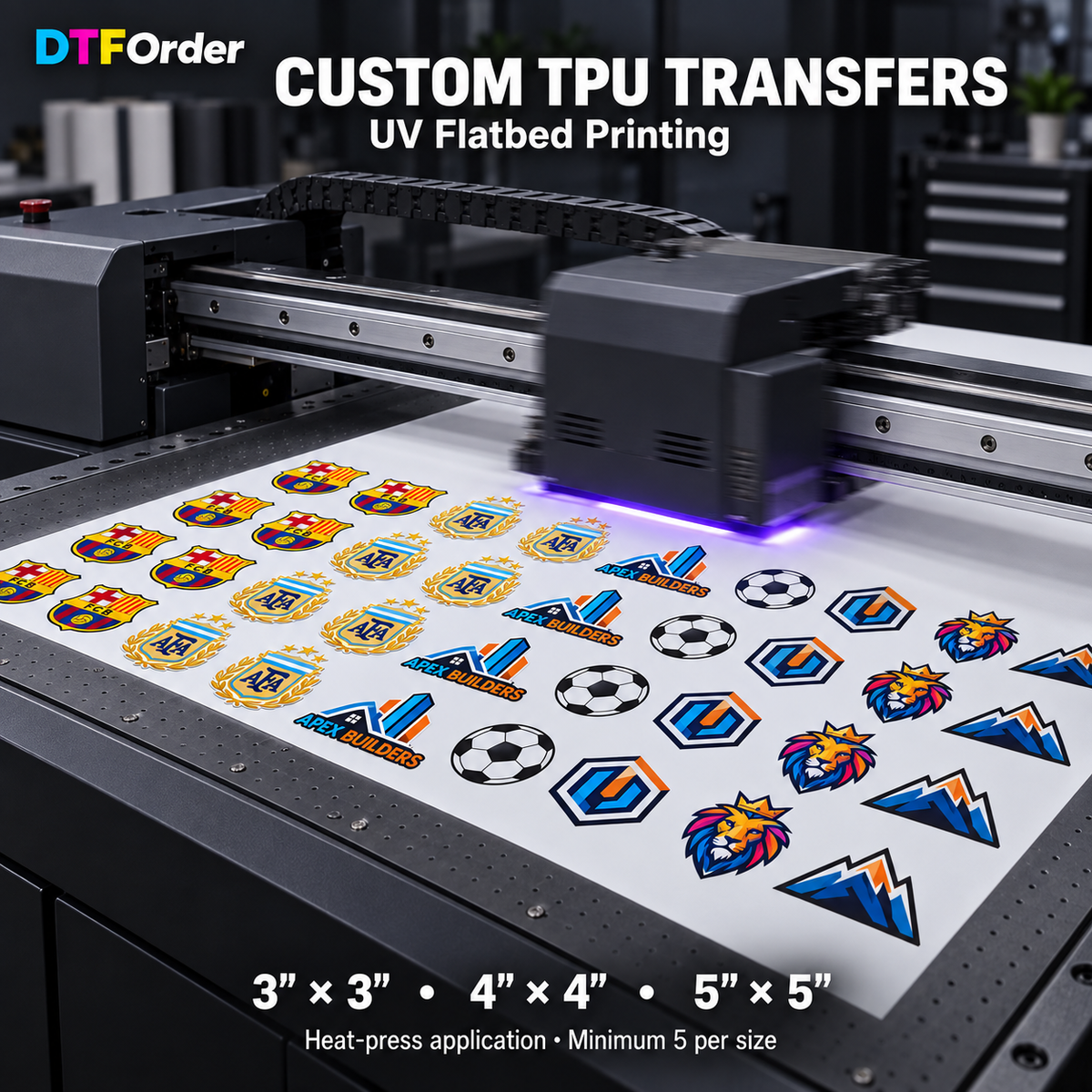 Custom TPU Transfers by Size – Washable & Flexible