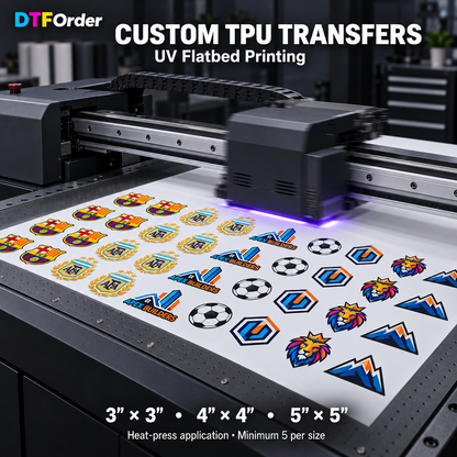 Custom TPU Transfers by Size – Washable & Flexible