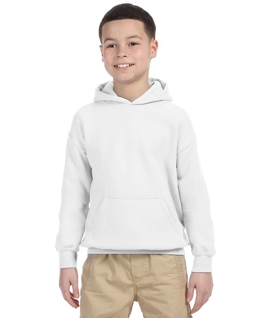 G18500B Gildan Youth Heavy Blend 8 Oz. 50/50 Hooded Sweatshirt Xs / White